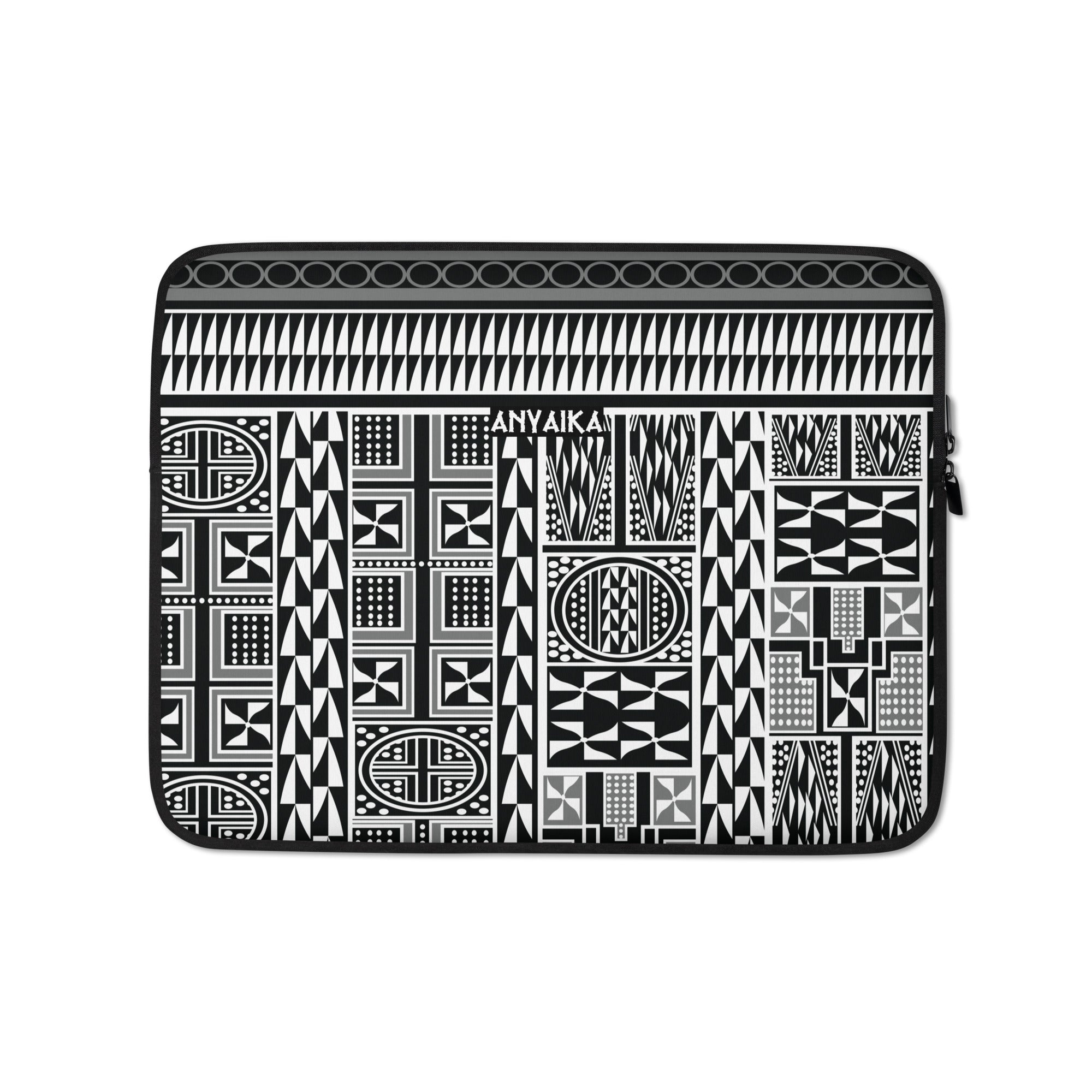 Tribal Tapestry Black Gray Mix Laptop Sleeve