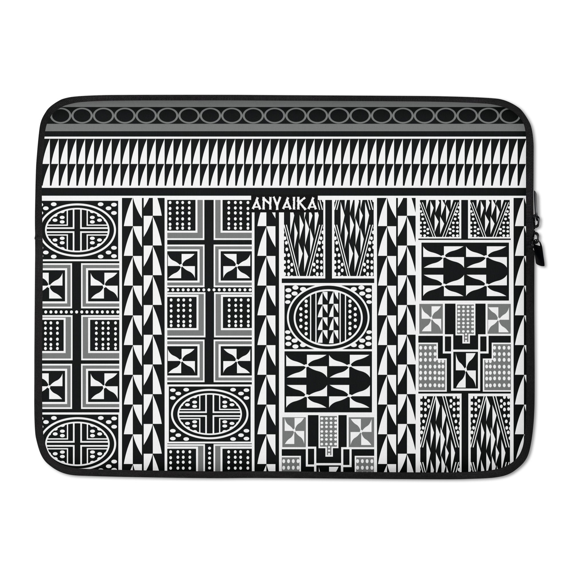 Tribal Tapestry Black Gray Mix Laptop Sleeve