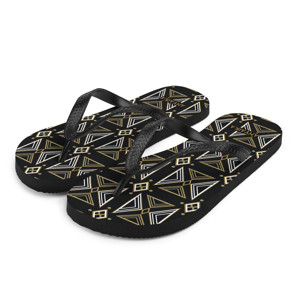 Mosaic of Makossa Gold Flip-Flops