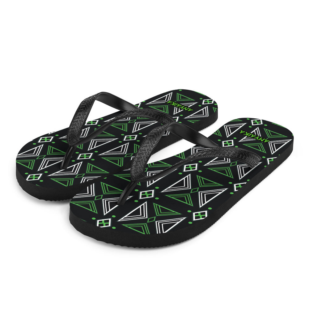 Mosaic of Makossa Kelly Green Flip-Flops