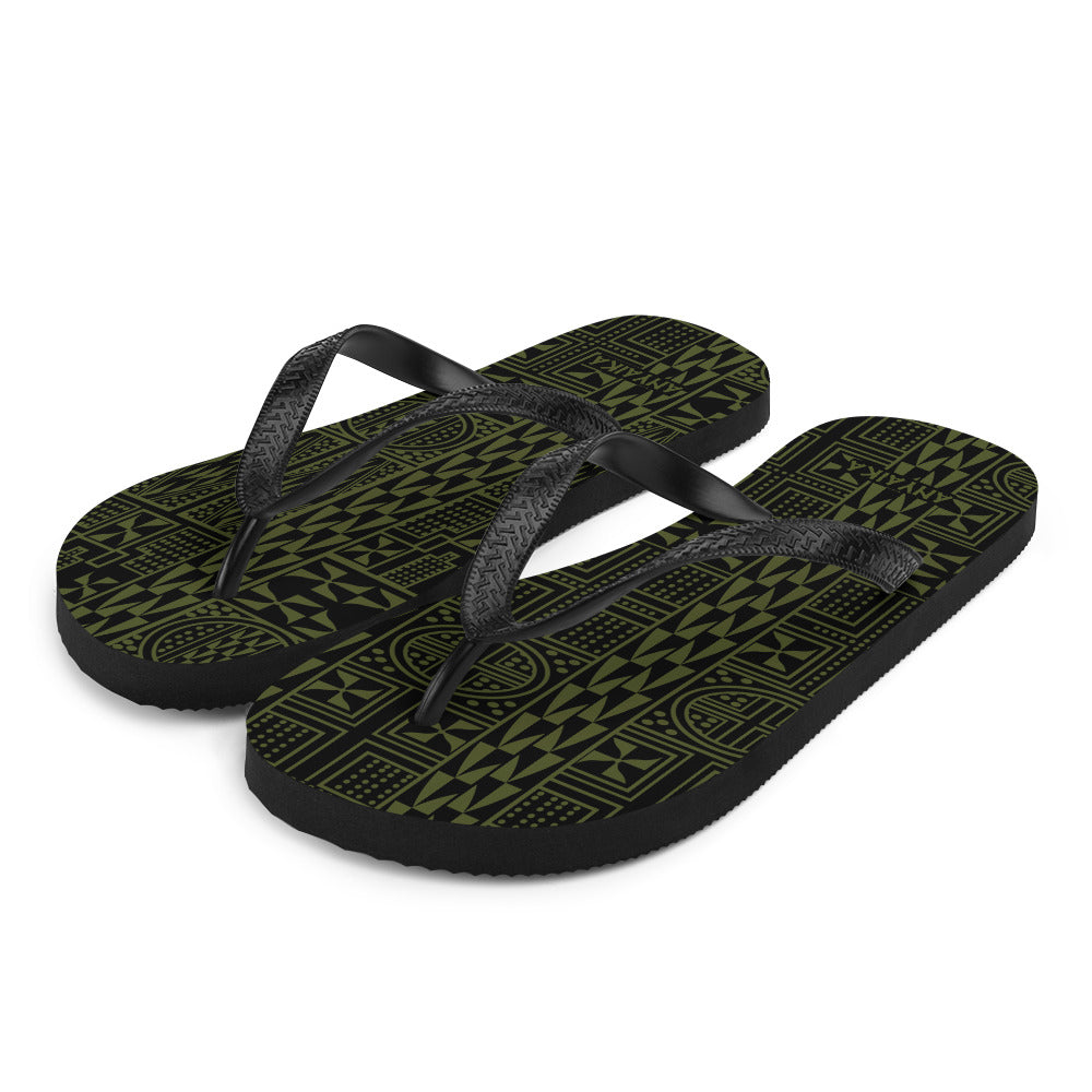 Black Mamba Army Green Flip-Flops