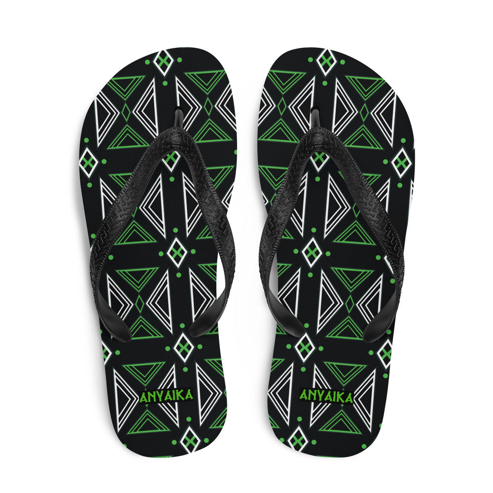 Mosaic of Makossa Kelly Green Flip-Flops