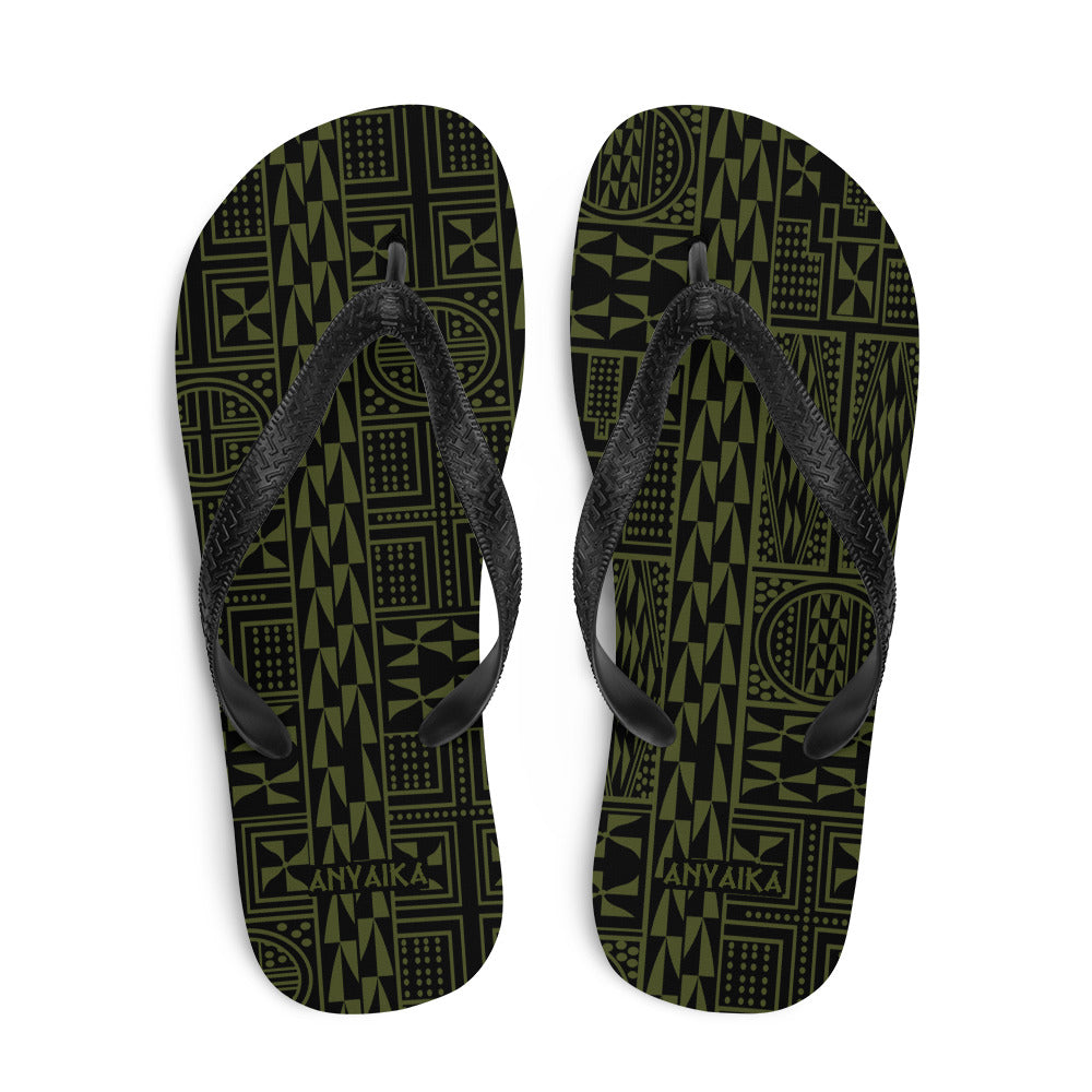 Black Mamba Army Green Flip-Flops